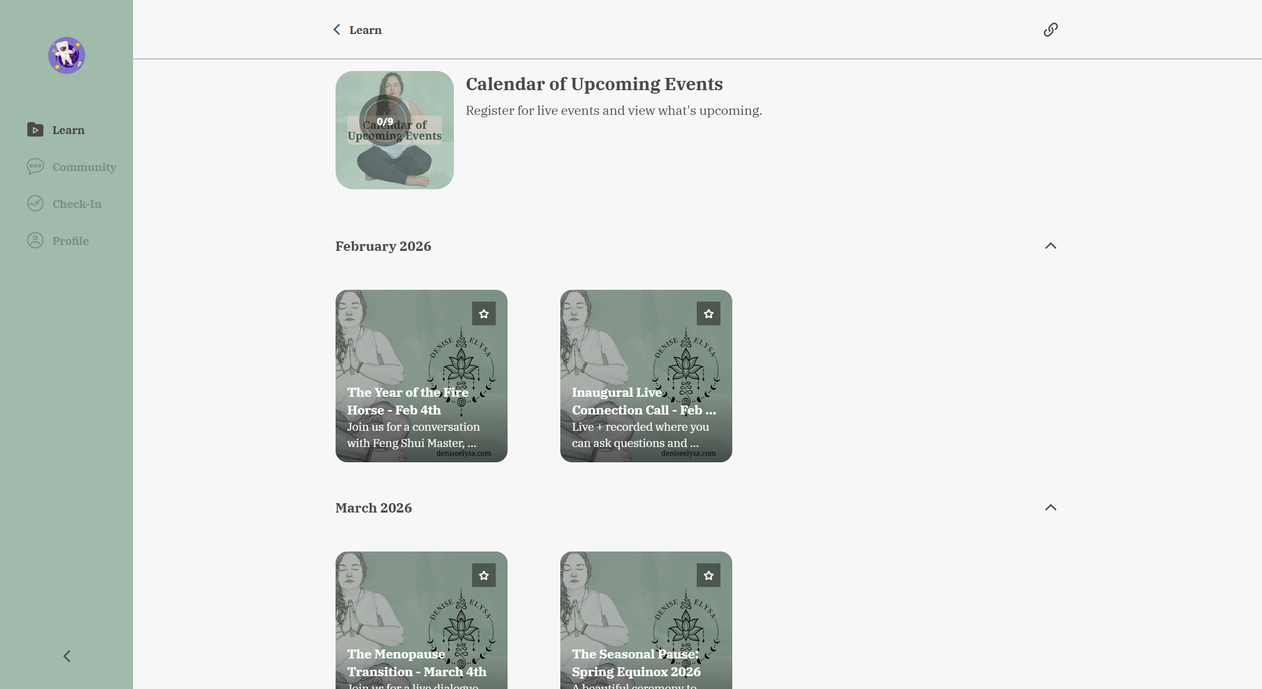Events desktop